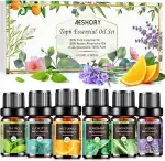 AESHORY Ätherische Öle Set für Diffuser 6 x 10ML, 100% Naturrein Aromatherapie Duftöl, Aroma Öl Geschenkset für Seife, Kerzen, Luftbefeuchter, SPA - Lavendel, Minze, Teebaum, Süßorange, Eukalyptus