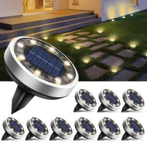 btfarm 10 Stück Solar Bodenleuchten Aussen, 8 LED Gartenbeleuchtung Solar Wasser