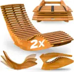 Casaria® 2X Sonnenliege Klappbar Wetterfest Holz 160kg Belastbarkeit Pflegeleicht FSC®-Zertifiziert Akazie Garten Balkon Sauna Liege Holzliege Relaxliege 195x60cm