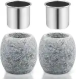 2 Stück Sauna Aromatherapie Steinbecher, Stein Aromatherapie Diffuser für Sauna mit Edelstahl Aromaschale, ätherische Öl Sauna Zubehör für Spa