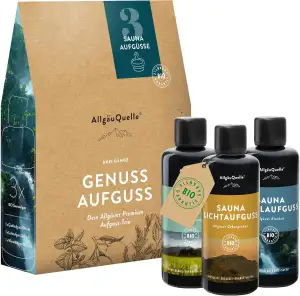 AllgäuQuelle® Saunaaufguss Bio 3er Set Sauna Aufgussmittel 3x100ml Saunaduft Aufguss