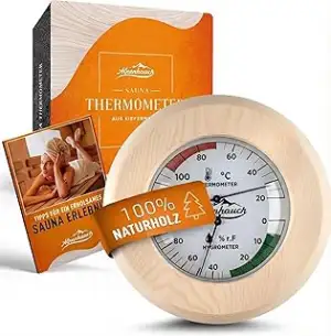 Sauna Thermometer Hygrometer Holz [2in1 Funktion] - Besonders präzises Saunather