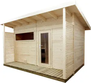 Sentiotec Gartensauna Scala Large Saunahaus aus Fichte Massivsauna ca. 459x313x2
