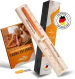 Sauna Sanduhr 15 Minuten aus 100% Naturholz - Edle Saunauhr mit feinem Sand - Robuste Sauna Uhr mit Sicherheitsglas - 360° Drehbare Sauna Uhr Holz - Inkl. Saunabuch E-Book + Montagezubehör