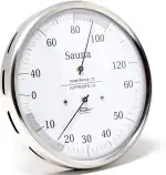 Fischer 195.01 - Sauna-Thermohygrometer - 160mm Haar-Hygrometer und Bimetall-Thermometer aus Edel...