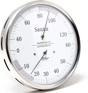 Fischer 195.01 - Sauna-Thermohygrometer - 160mm Haar-Hygrometer und Bimetall-The