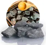 Schicker Mineral Deutsche Saunasteine 20 kg, hochwertige Diabas Aufgusssteine, handverlesen, hohe Widerstandsfähigkeit und Wärmespeicherfähigkeit, für alle Arten von Saunaöfen (Ø 5-8 cm)