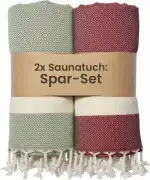Saunahandtuch Saunatuch 2er Set, Hamamtuch groß 100x200 XXL: lang, platzsparend, leicht | Sauna Handtuch Damen + Herren, Wellness Spa Tuch, Saunakilt Zubehör | Fouta Hamam Badetuch