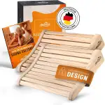 Sauna Kopfstütze Holz [2 Stück] - Ergonomische Saunakopfstütze Holz - Edles Sauna Zubehör Infrarotkabine - Komfortable & breite Kopfstütze Sauna Holz für Sauna inkl. Sauna Büchlein