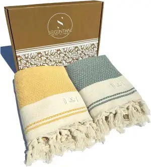 Hamamtuch 2er Pack – Leichtes Strandtuch & Saunatuch aus 100% recycelter Baumwol