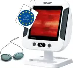 Beurer IL 60 Infrarot-Wärmestrahler, wohltuende Wärme bei Erkältung und Muskelverspannung, Medizinprodukt mit 300 Watt, Glaskeramikscheibe mit UV-Schutz, Schirm verstellbar, Made in Europe