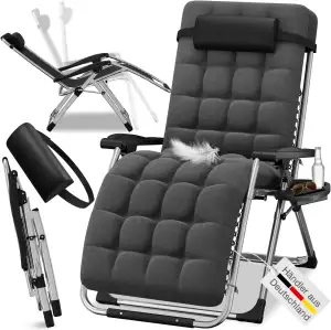 ELONEO Liegestuhl klappbar inkl. Premium Polster, Sonnenliege wetterfest mit 200