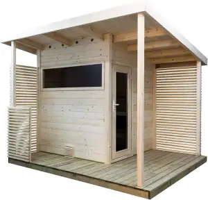 Sentiotec Gartensauna Scala Medium Saunahaus aus Fichte Massivsauna ca. 344x313x