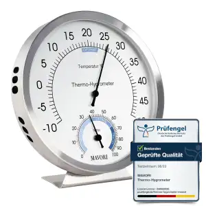 2in1 Thermometer & Hygrometer aus Edelstahl | Analog Hygrometer & Thermometer | 