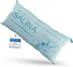 1 Premium Saunakissen Lieblingskissen Reisekissen | Design: SAUNIA | Maße: 45 x 22 cm, Leinen/Baumwolle Hängematte, Strand oder Picknick (Petrol/White)