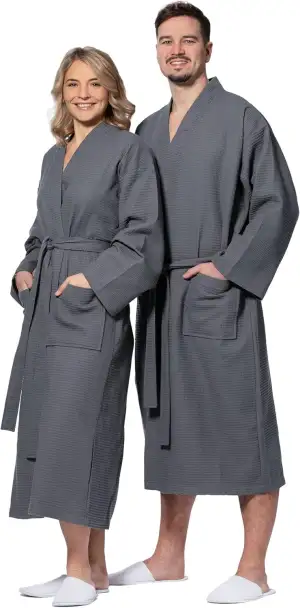 ZOLLNER Bademantel - hautfreundliches und weiches Waffelpique - Unisex - Baumwol