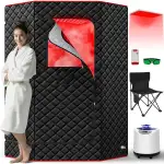 I-THERA-U Infrarot Sauna für Zuhause - Tragbare 660 & 850 nm Dampfsauna Infrared Sauna, Ganzkörper-Dampfzelt mit 3L 1200W Dampfgenerator Dampfbad, 15 Hitzestufen, Stuhl, Fernbedienung