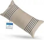 1 Premium Saunakissen Lieblingskissen Reisekissen | Design: Moika | Maße: 45 x 22 cm, Leinen/Baumwolle Hängematte, Strand oder Picknick (2 Streifen Natural)