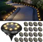 Solpex 20 Stück Solarlampen für Außen Garten, 8 LED Solar Bodenleuchten Aussen, IP65 Wasserdicht Gartenbeleuchtung, Terrassenbeleuchtung für Weg, Einfahrt, Pool, Garten, Hof (Warmweiß)