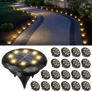 Solpex 20 Stück Solarlampen für Außen Garten, 8 LED Solar Bodenleuchten Aussen, 