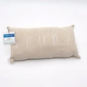 1 Premium Saunakissen Lieblingskissen Reisekissen | Design: BANGA | Maße: 45 x 22 cm, 100% Leinen Hängematte, Strand oder Picknick (Natural/Weiss)