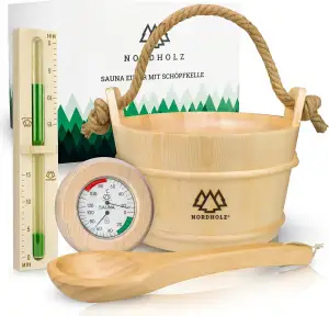 Sauna Eimer mit Kelle aus 100% nordischer Fichte - Hochwertiges Sauna Zubehör - 