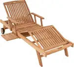 Divero Verstellbare Sonnenliege Menorca aus Teakholz, unbehandelt - Farbe: Braun