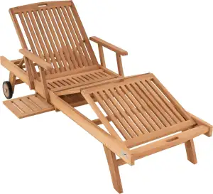 Divero Verstellbare Sonnenliege Menorca aus Teakholz, unbehandelt - Farbe: Braun