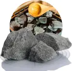 Schicker Mineral Deutsche Saunasteine 25 kg, hochwertige Diabas Aufgusssteine, handverlesen, hohe Widerstandsfähigkeit und Wärmespeicherfähigkeit, für alle Arten von Saunaöfen, 50-110 mm