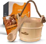 Sauna Eimer mit Kelle [100% Naturholz] - Edler Saunakübel mit Kelle - Langlebiges Sauna Zubehör - Aufgusseimer Set