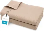 ZOLLNER 2er Set Saunatücher in 70x180 cm - langlebige Badetücher in beige - mit praktischem Aufhänger - Zeitloses Waffelmuster - waschbar bis 95°C - Baumwolle - Hotelqualität
