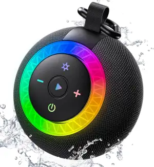 Bluetooth Lautsprecher Dusche IPX7 Shower Speaker mit Vakuum-Saugfuß 24 Std. Spielzeit Bluetooth 5.4 RGB Licht Freisprechfunktion Geschenke für Männer Frauen