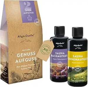 AllgäuQuelle® Saunaaufguss Set Bio Sauna Zubehör 2x100ml Sauna Aufgussmittel