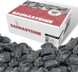 Saunasteine 20 kg OLIVIN DIABAS finnische Aufgusssteine Dampfsteine für Saunaofen Elektroofen Hol...