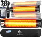KESSER® Infrarotstrahler 2500W Infrarot Heizstrahler mit Fernbedienung, 3 Stufen, Instant-Heat, Wandhalterung, Terrassenstrahler, Quarzstrahler, Terrassenheizer, inkl. Schutzhülle, Timer - Schwarz