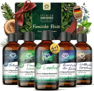 Saunaaufguss Set - [5x100ml Finnische Reise] besonderes & natürliches Sauna Aufg