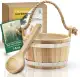 CozyNature® Sauna Eimer mit Kelle aus hochwertigem finnischen Kiefern-Holz | edle Metallringe - k...