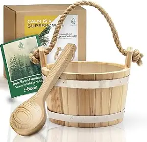 CozyNature® Sauna Eimer mit Kelle aus hochwertigem finnischen Kiefern-Holz | edl