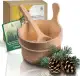 CozyNature® Sauna Eimer mit Kelle aus hochwertigem finnischen Kiefern-Holz | Sauna Zubehör, Sauna...