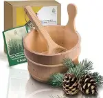 CozyNature® Sauna Eimer mit Kelle aus hochwertigem finnischen Kiefern-Holz | Sauna Zubehör, Sauna...