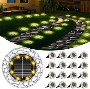 16 Stück Solar Bodenleuchten Aussen 8 LEDS Außenleuchte Solarleuchte für Garten 