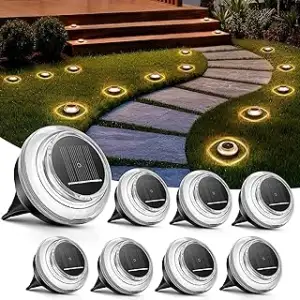 8 Stück Solar Bodenleuchten Außen, LED Solarleuchten Garten IP65 Wasserdicht, So