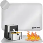 Hitzebeständige Unterlage,Hitzebeständige Matte für Luftfritteuse, 75x53cm Feuerfeste Silikonmatten für Küchenarbeitsplatten, Arbeitsplattenschutz, Rutschfest und Wasserdicht (Silber, 75x53cm)