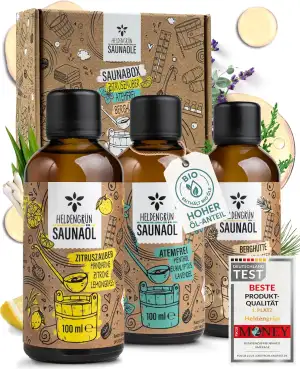 Heldengrün® BIO Saunaaufguss Set [100 % NATURREIN] 3er Duftmix mit ätherischen B