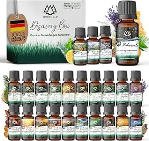 NORDHOLZ® Saunaaufguss Discovery Box 24x15ml [ #1-#24 NATURREINE ÄTHERISCHE ÖLE] Sauna Aufgussmit...
