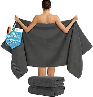 Hammetex Saunahandtücher 80x200 cm 2er Set – Extra Große Duschtücher – 100% Baum