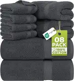 Utopia Towels - 8 teilig Handtücher Set aus Baumwolle mit Aufhänger - 2 Badetuch, 2 Handtücher un...